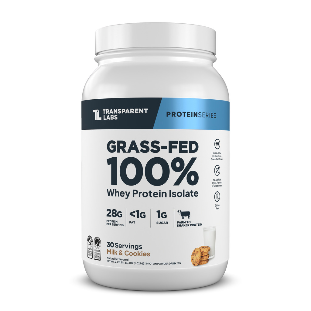 Transparent Labs Grass-Fed Whey Protein Isolate, Milk and Cookies, 2LB container